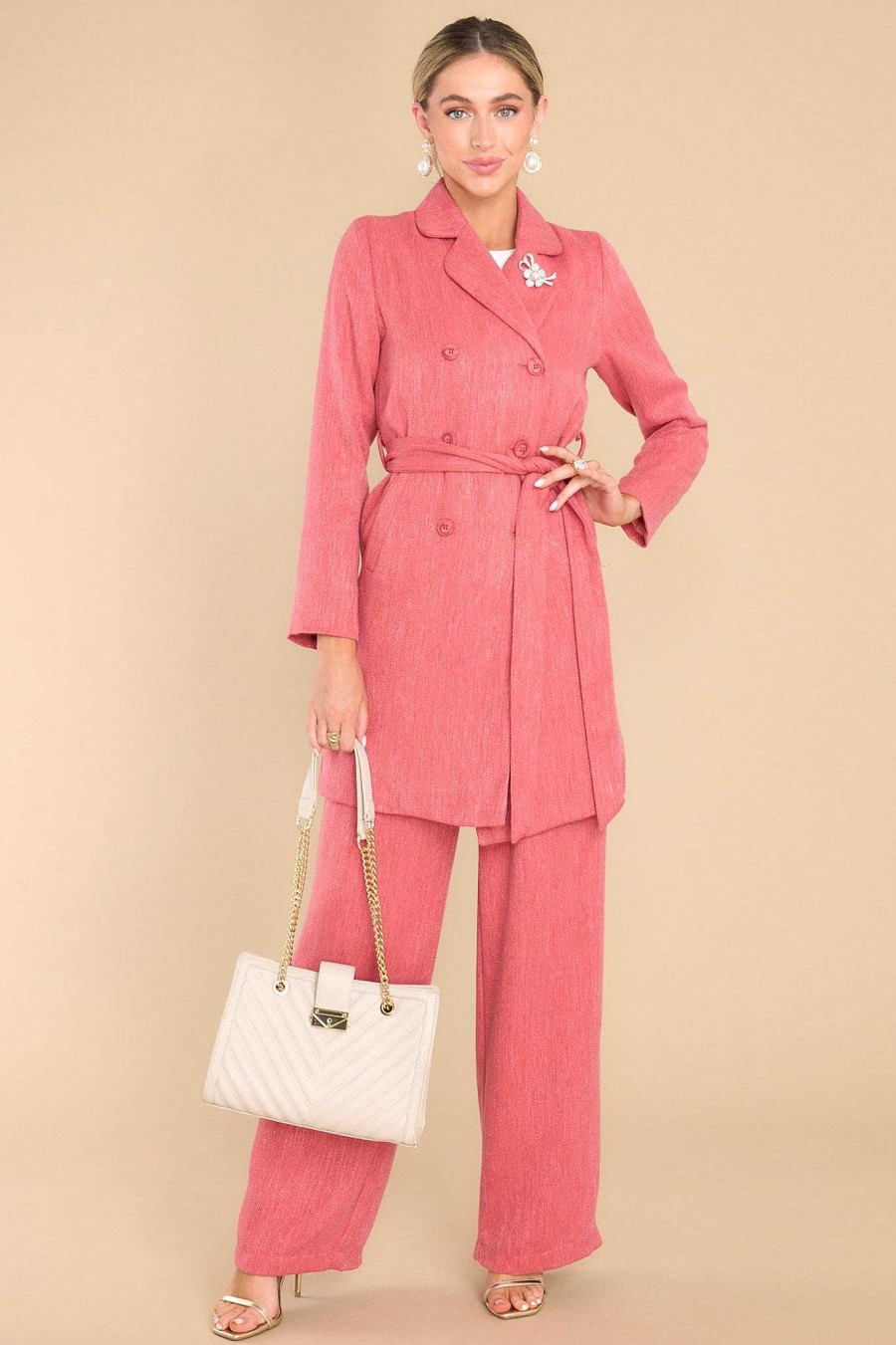 Clothing Aura Two Piece Sets | On A High Note Coat Porcelain Rose
