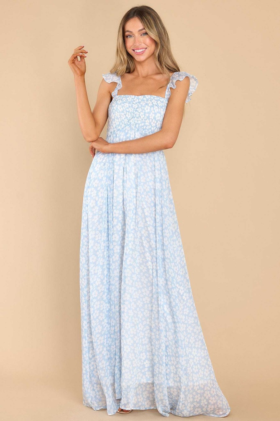 Clothing Red Dress Maxi Dresses | Always Playful Floral Maxi Dress Light Blue