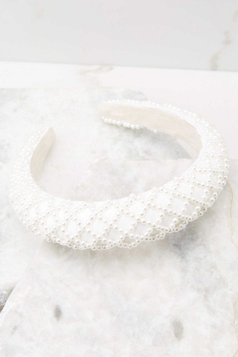 Accessories Red Dress Hair Accessories | Finishing Touches Pearl Headband White