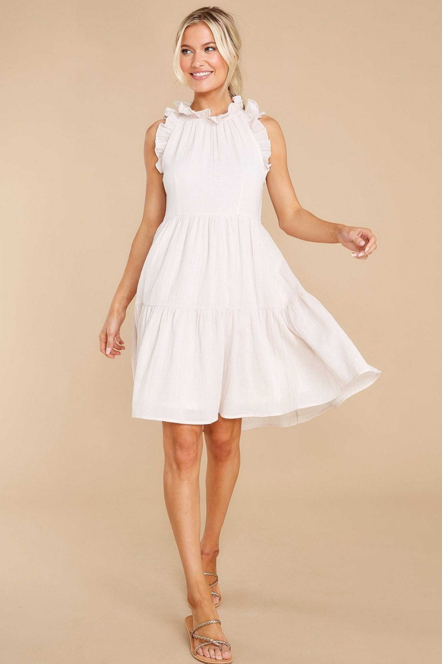Clothing Aura Mini Dresses | Classic Gal Natural Dress Beige