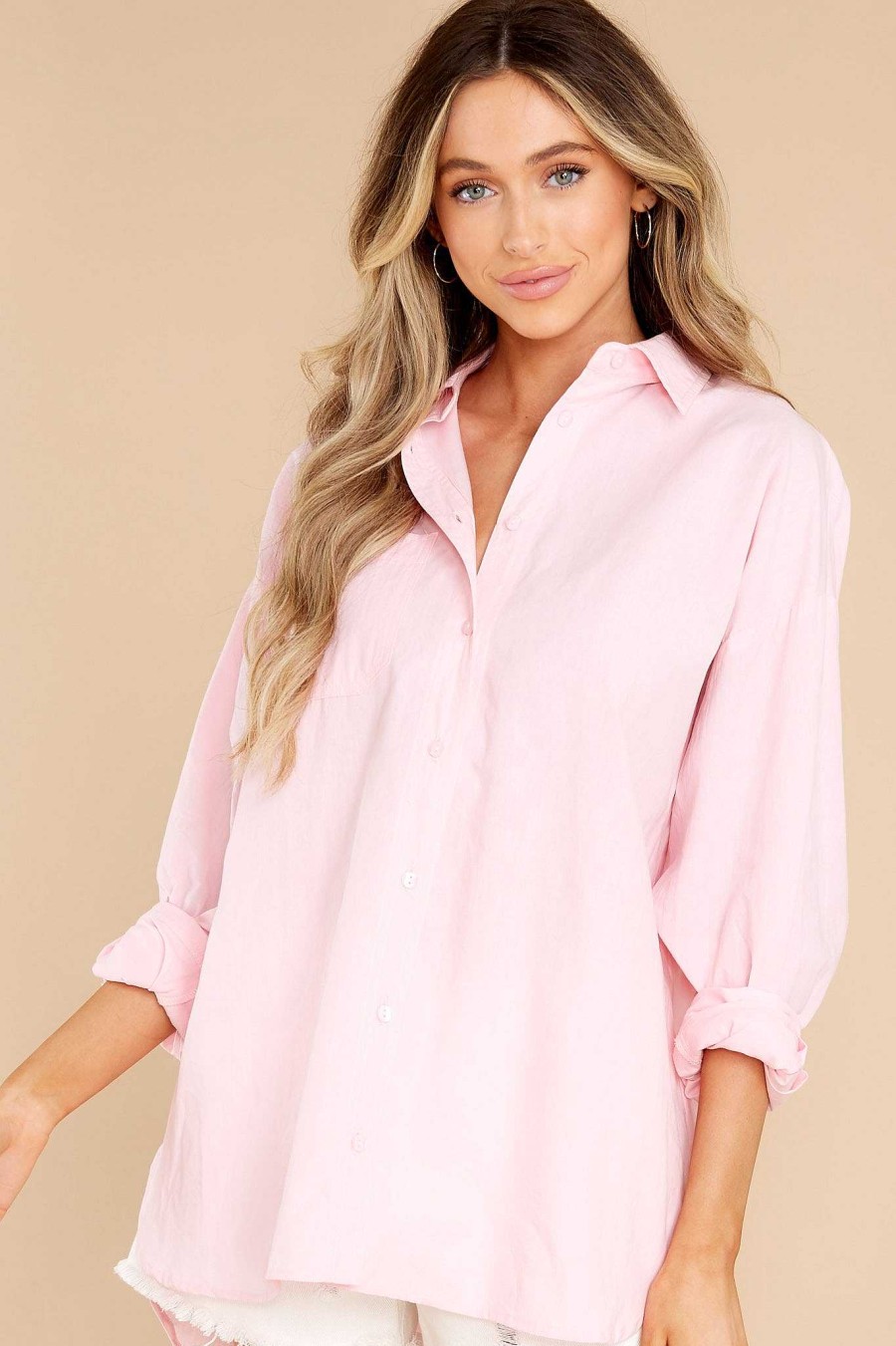 Clothing Red Dress Blouses & Shirts | Mystery Love Top Light Pink
