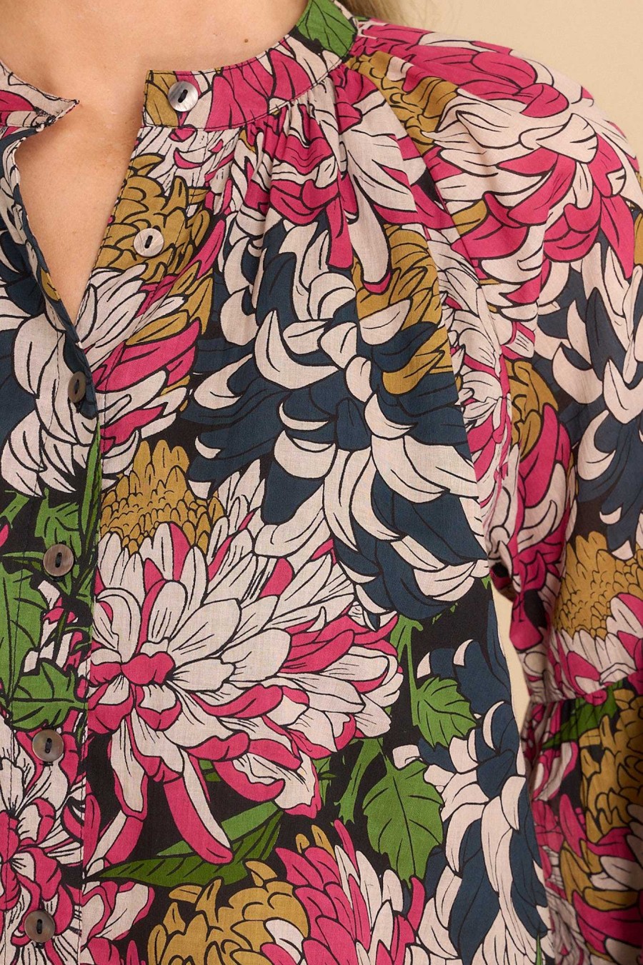 Clothing Olivia James The Label Blouses & Shirts | Emory Peony Top Navy