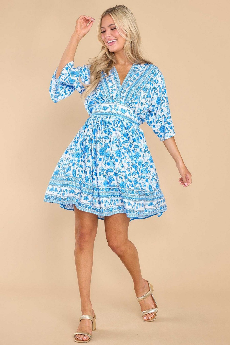 Clothing Red Dress Mini Dresses | Live For The Moment Floral Print Dress Blue