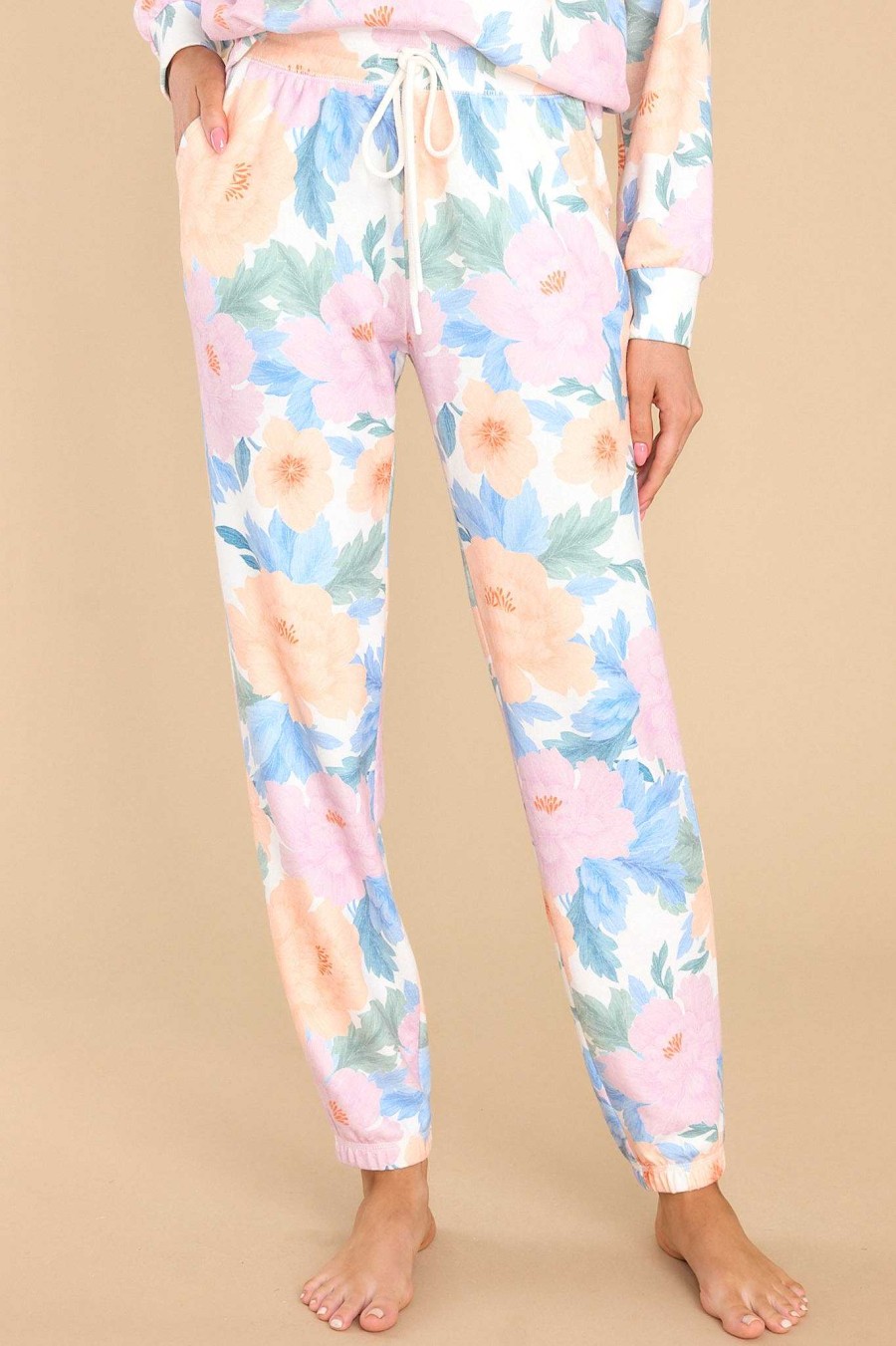Clothing PJ Salvage Matching Sets | Twilight Garden Banded Pants Ivory