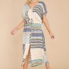 Clothing Red Dress Midi Dresses | Captivated By You Multi Stripe Midi Dress White