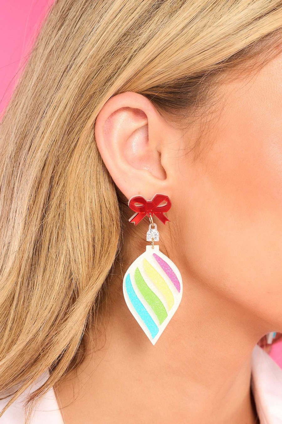 Jewelry Red Dress | Christmas Drop Multi Earrings White