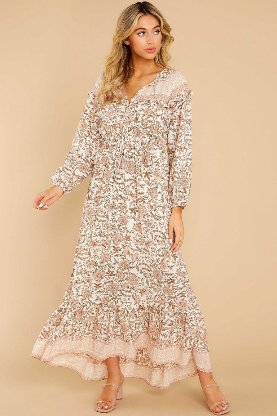 Clothing Red Dress Maxi Dresses | Born To Shine Blush Floral Print Maxi Dress Blush Floralprint