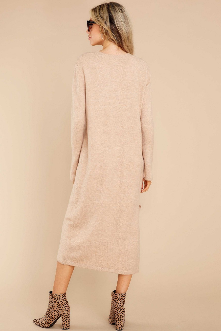 Clothing Red Dress Midi Dresses | Mountain Retreat Sweater Midi Dress Beige