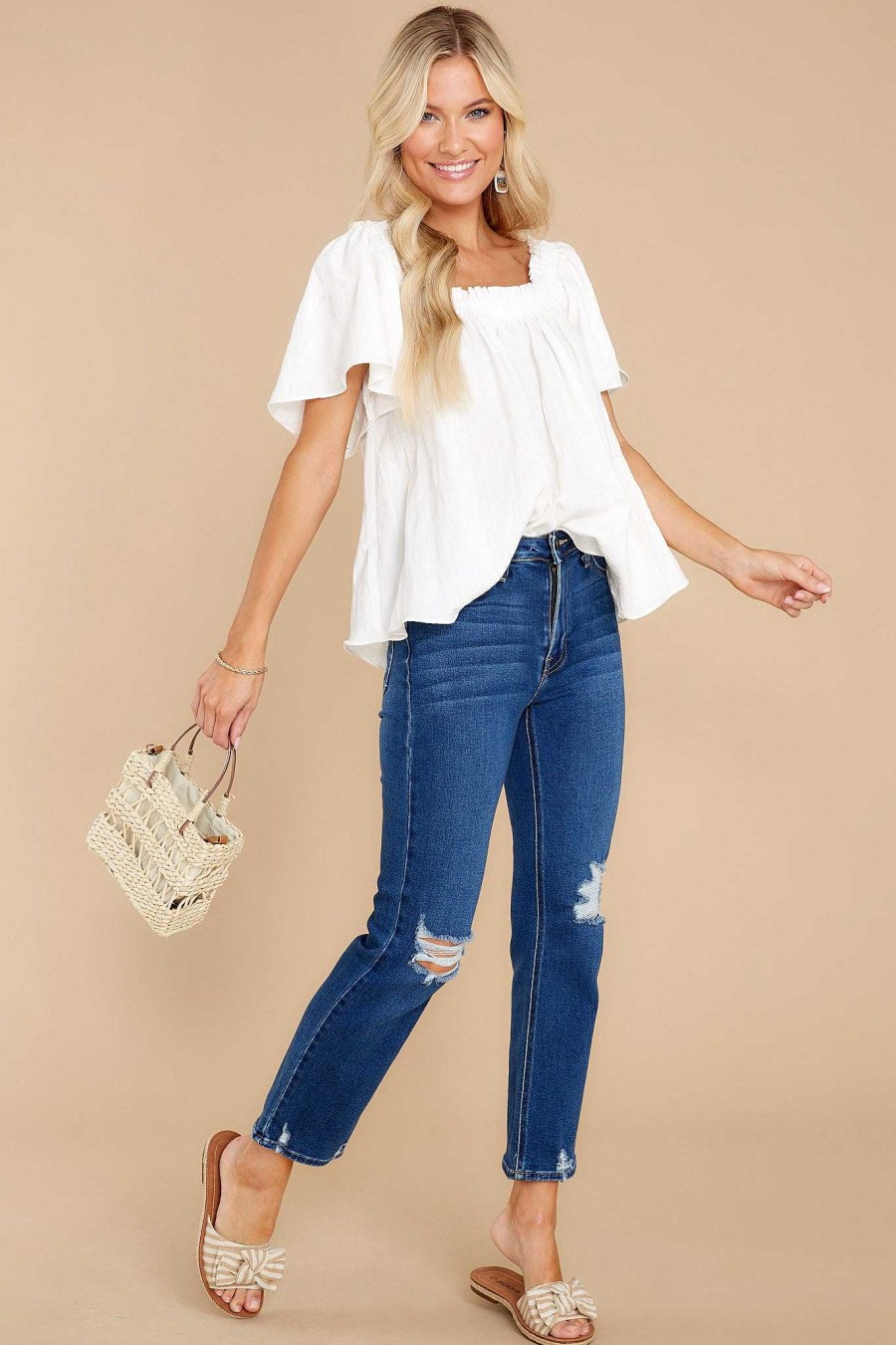 Clothing Red Dress Blouses & Shirts | Flirty Expectations Top White