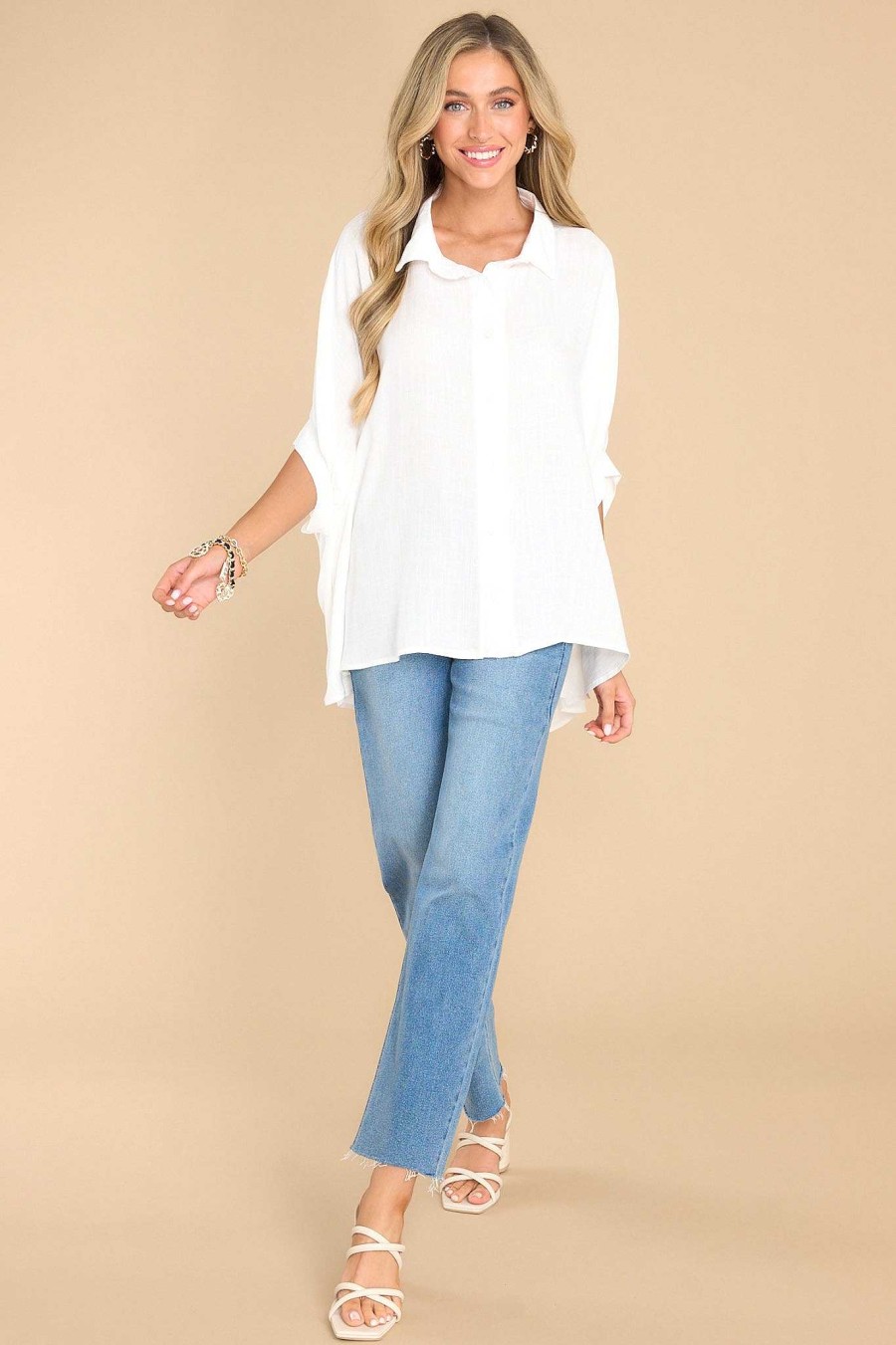 Clothing Red Dress Casual Tops | Always The One Top White