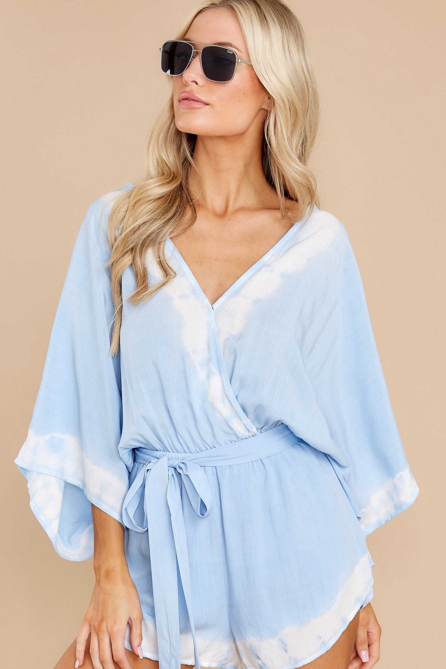 Clothing Red Dress Rompers | Poolside Dream Blue Tie Dye Romper Blue Tiedye
