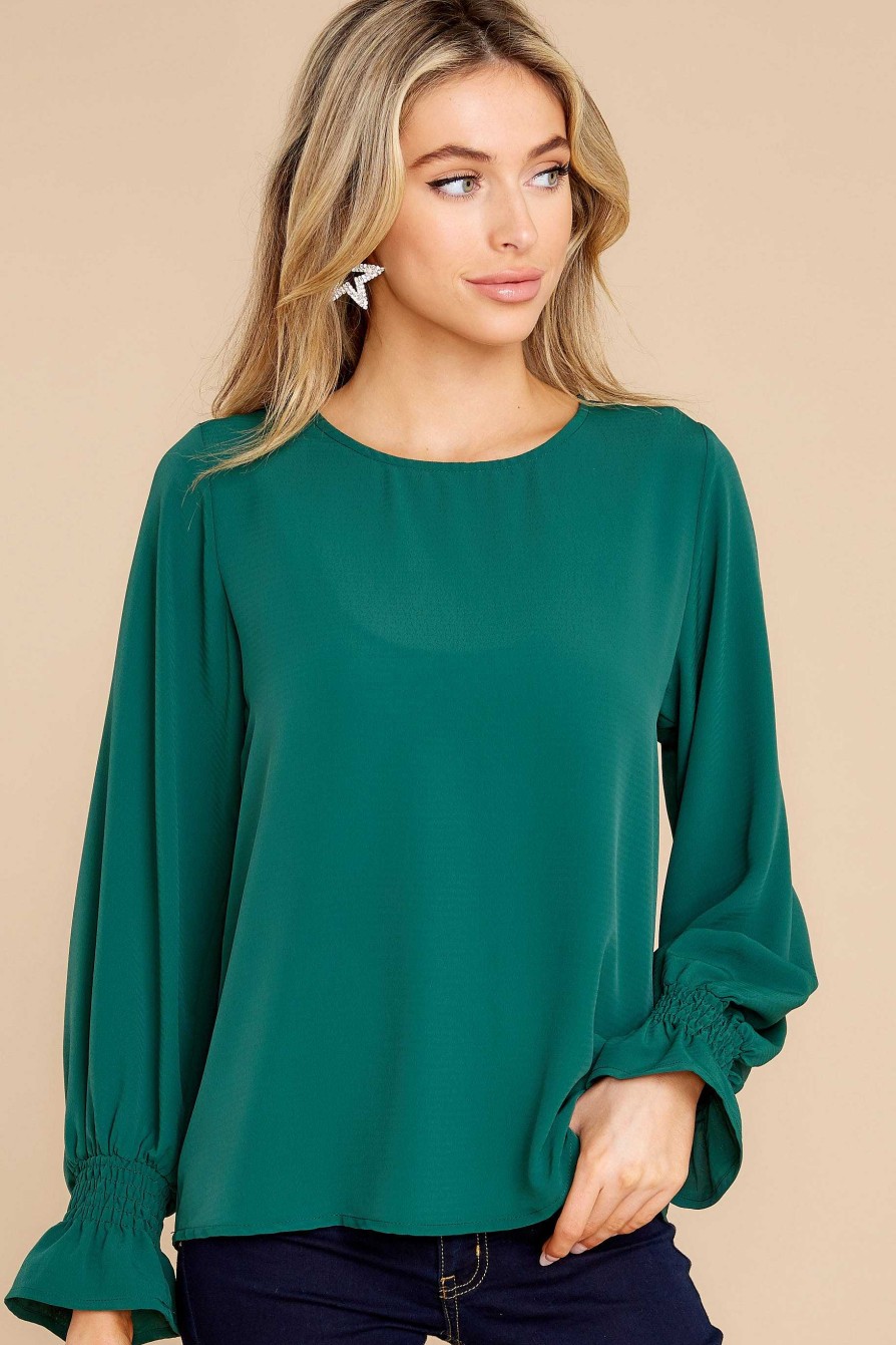 Clothing Red Dress Blouses & Shirts | Mystery Girl Emerald Top Green