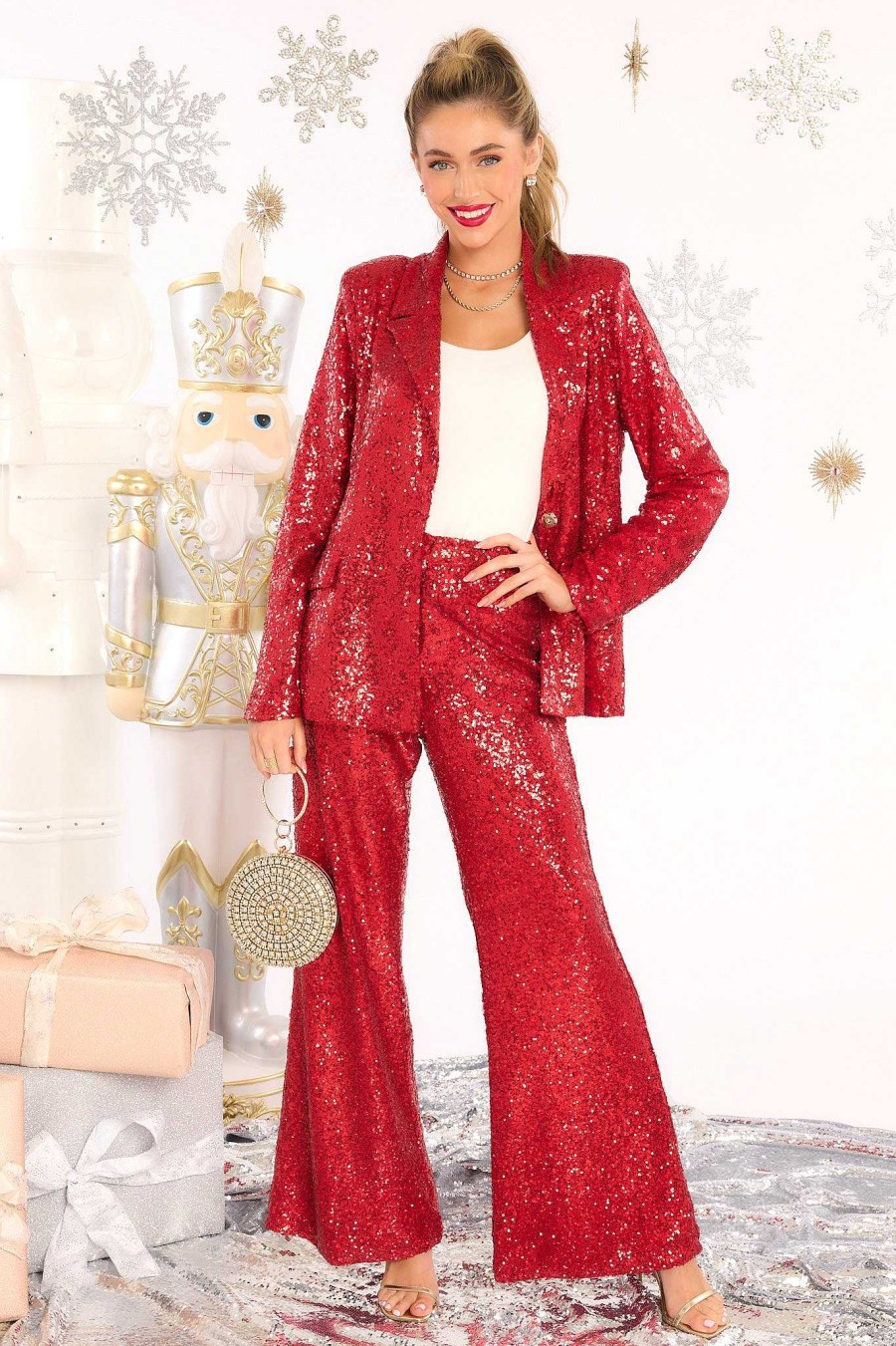 Clothing Red Dress Pants | Lookbook Favorite Sequin Pants Red