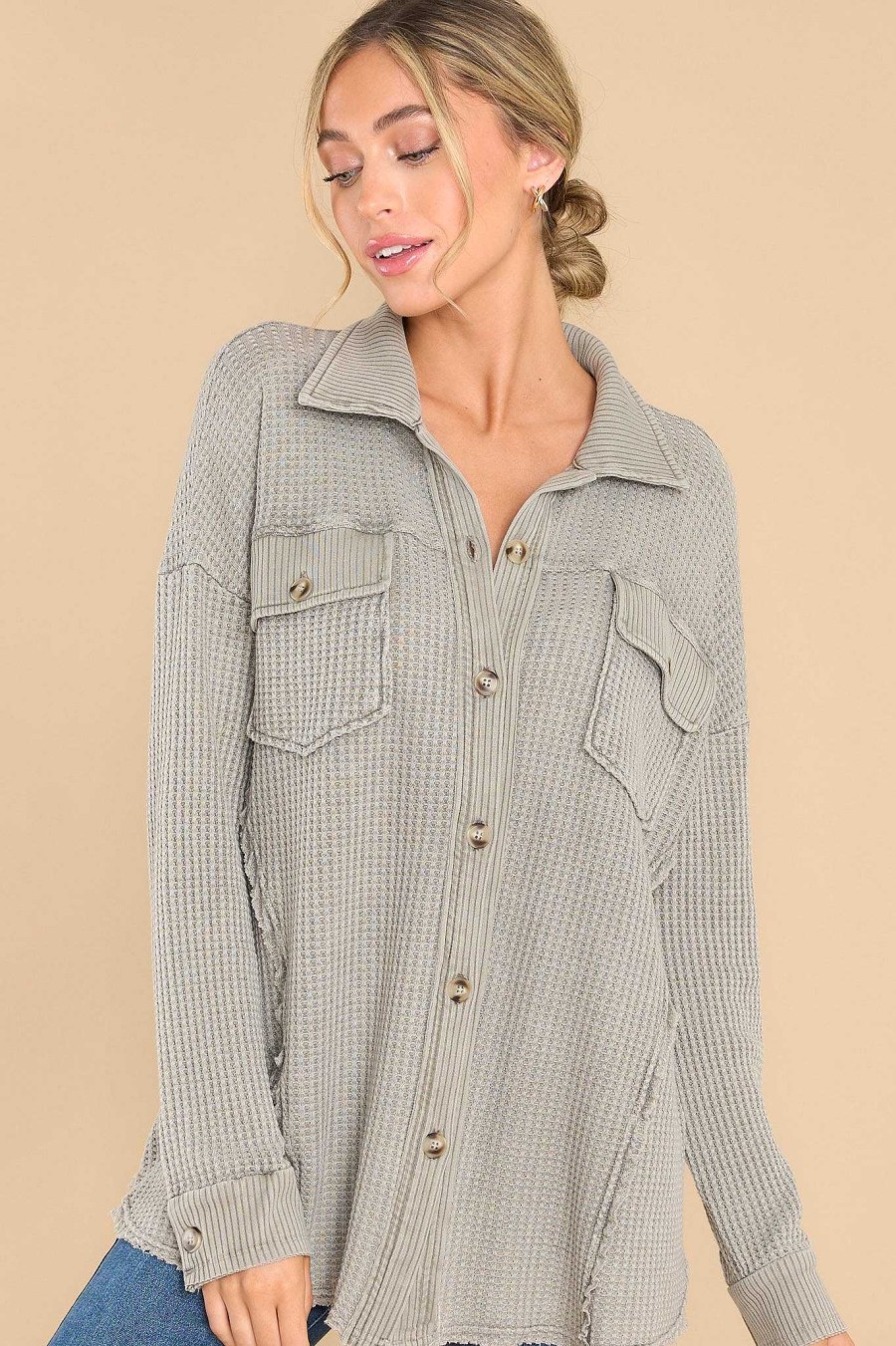 Clothing Red Dress Casual Tops | Where I Belong Top Light Sage