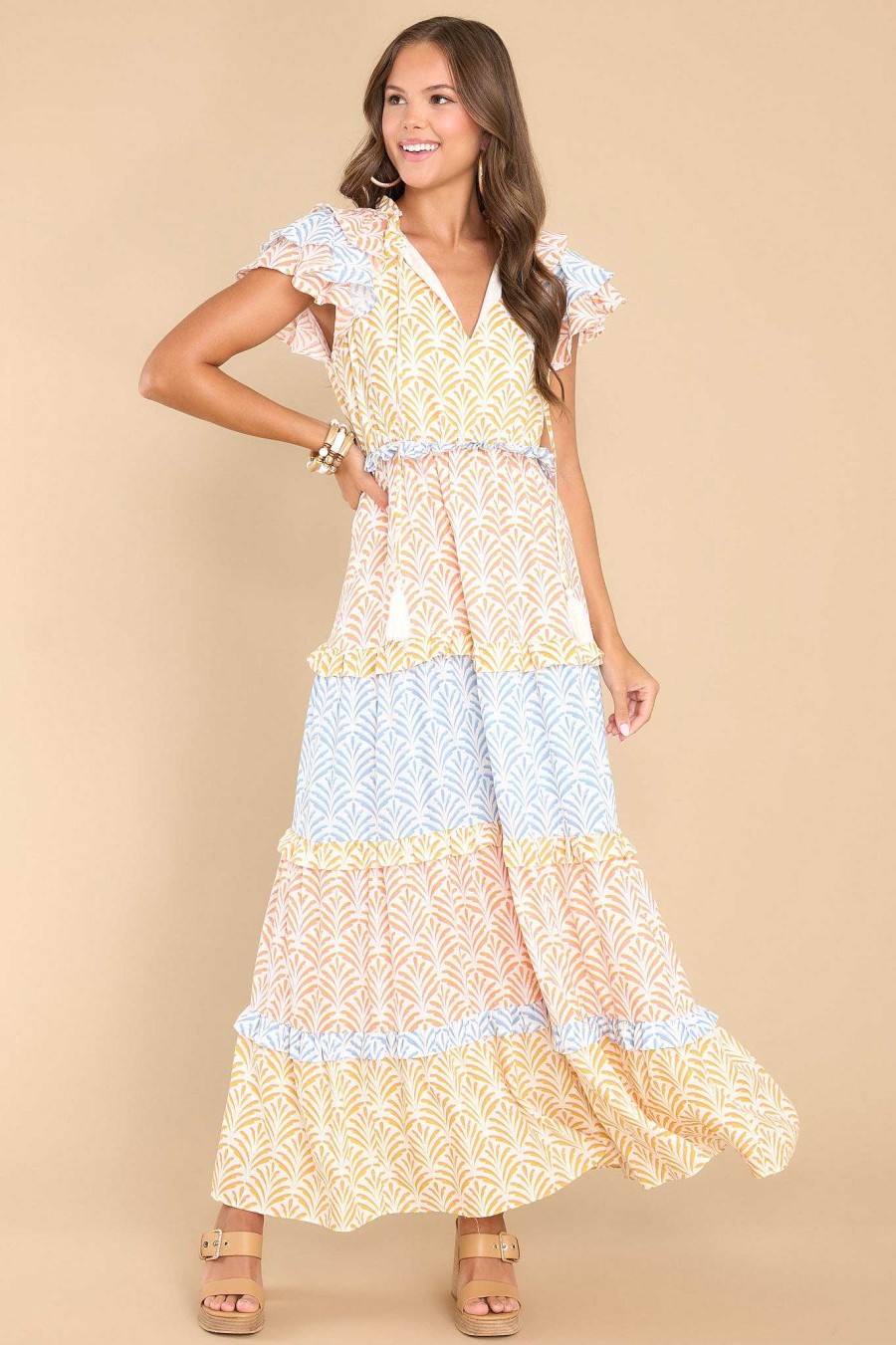 Clothing Aura Maxi Dresses | If You Dare Multi Print Maxi Dress Sunflower Yellow