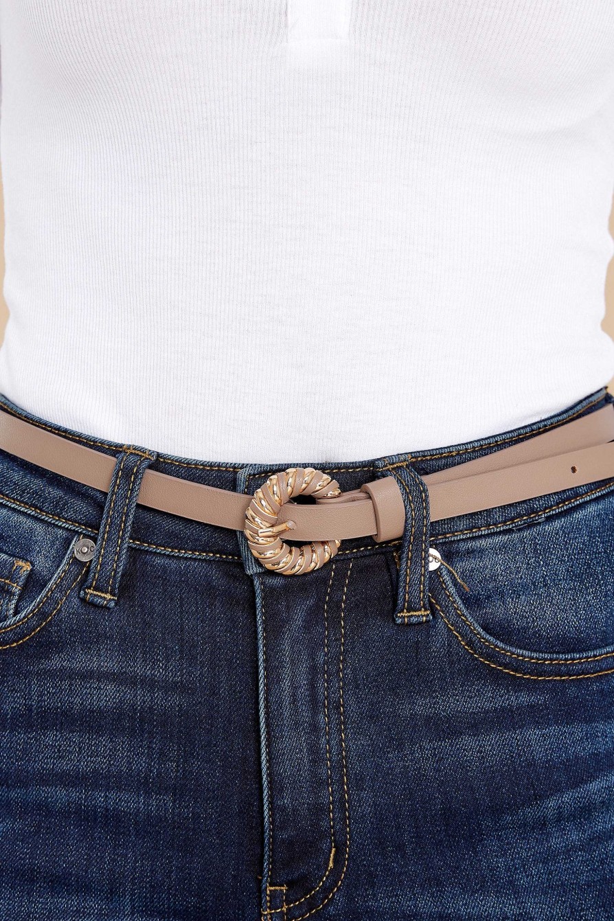 Accessories Red Dress Belts | Croissant Wrap Belt Beige