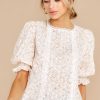 Clothing Aura Blouses & Shirts | Spring Up Daisy And Orange Floral Top Ivory