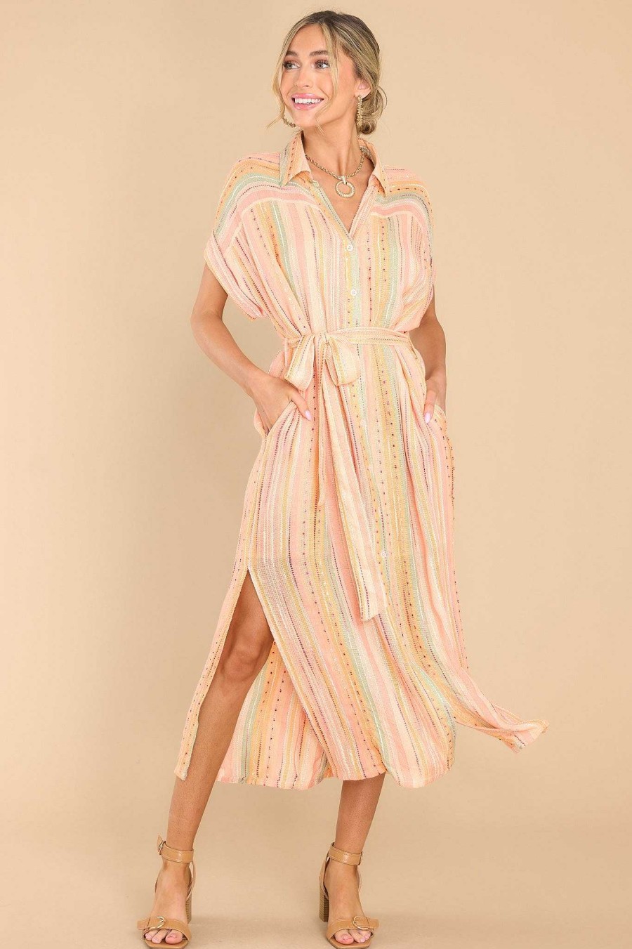 Clothing Red Dress Maxi Dresses | Afternoon Sunshine Print Maxi Dress Apricot