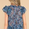 Clothing Meet Me In Santorini Blouses & Shirts | Sweet As You Geo Print Top Blue