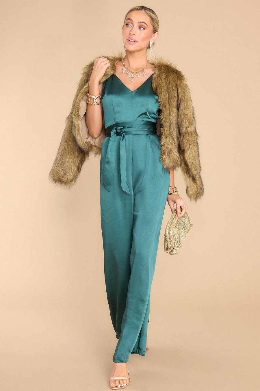 Clothing Red Dress Jumpsuits | Guest Of Honor Jumpsuit Emerald