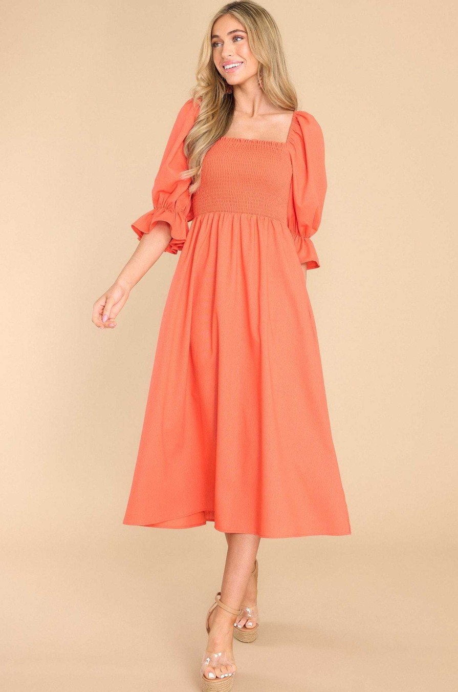 Clothing Aura Midi Dresses | Enjoy The View Spice Midi Dress Orange