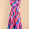 Clothing Red Dress Midi Dresses | Delightful Gaze Print Midi Dress Purple