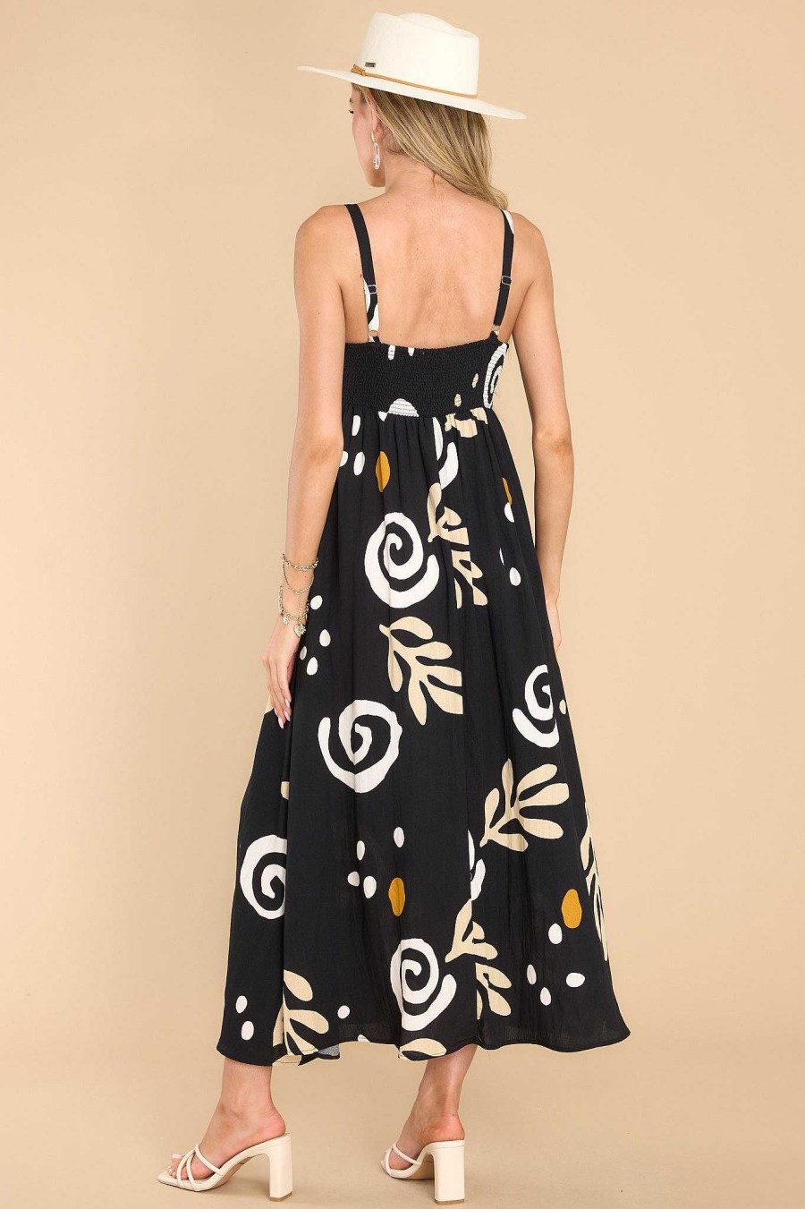 Clothing Red Dress Midi Dresses | It Can'T Be Print Midi Dress Black