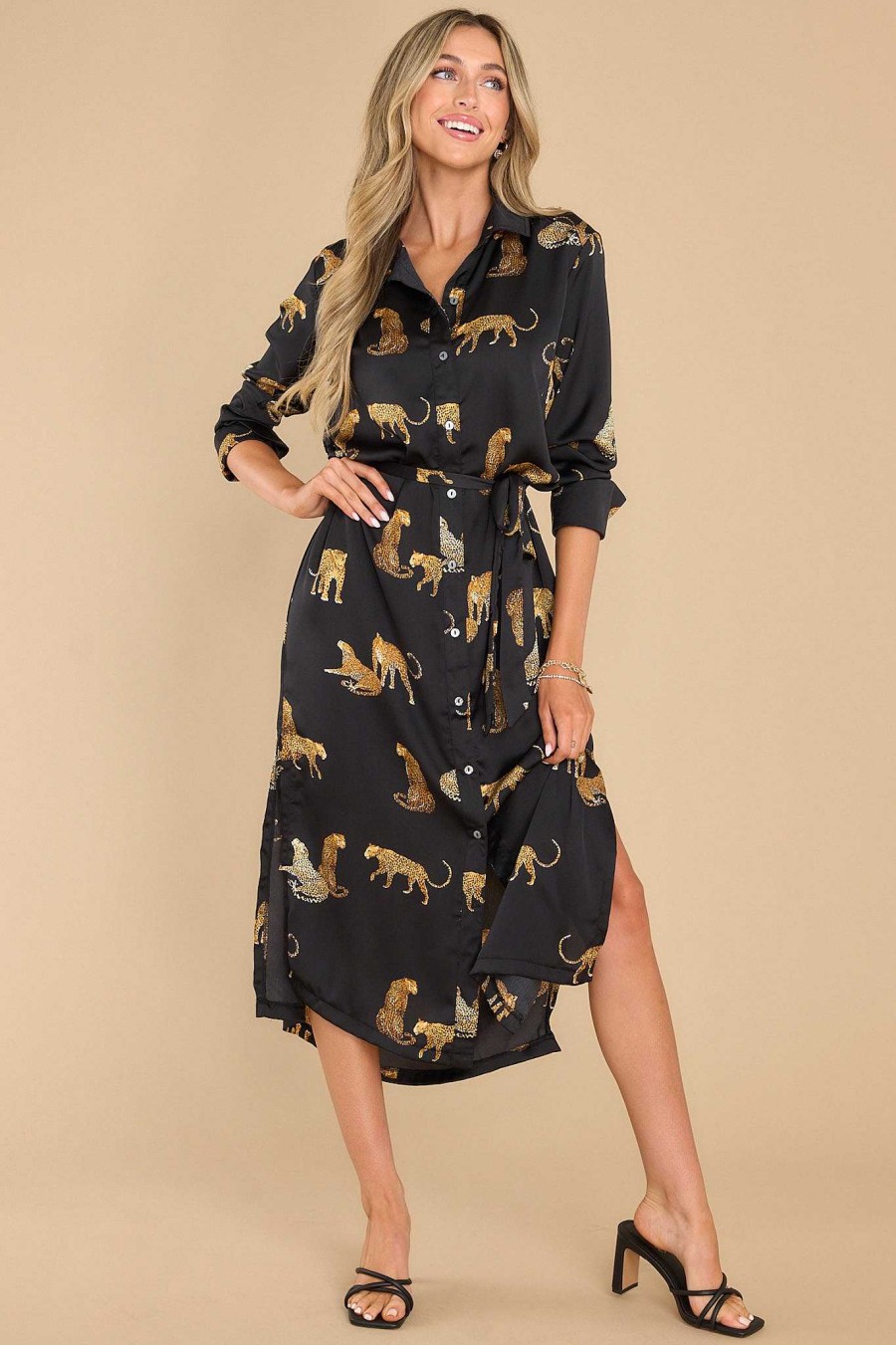 Clothing Red Dress Midi Dresses | Going Wild Midi Dress Black