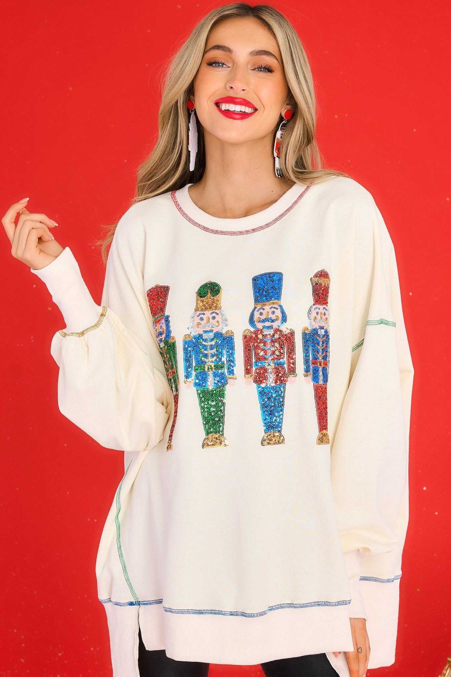 Clothing Red Dress Sweatshirts & Hoodies | Toy Maker Top Ivory