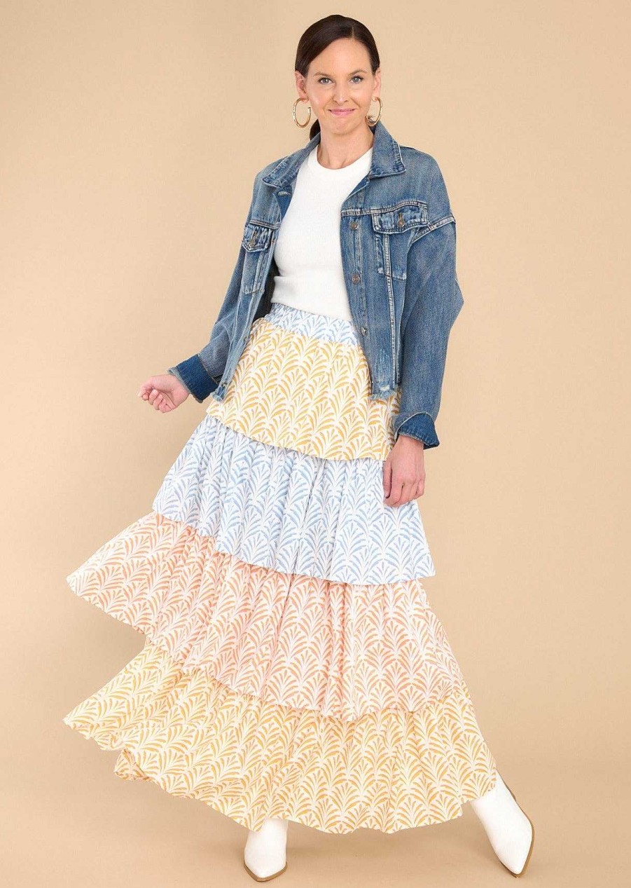 Clothing Aura Skirts | Never A Dull Moment Multi Print Skirt Sunflower Yellow