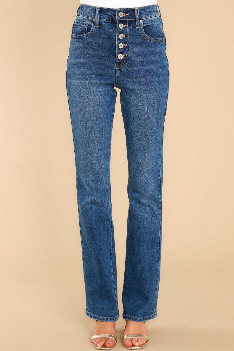 Clothing Red Dress Clean Denim | Charmed Life Straight Leg Jeans Dark Wash