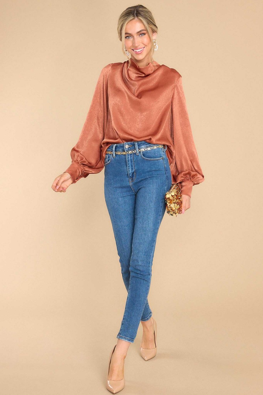 Clothing Aura Blouses & Shirts | It'S My Moment Top Terracotta
