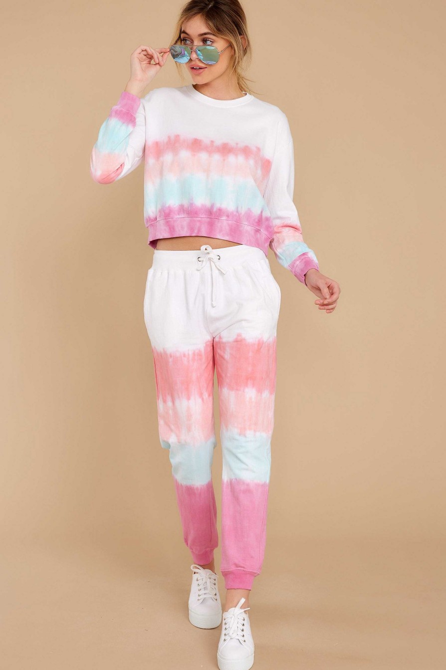 Clothing Red Dress Loungewear Bottoms | Relax Zone Pink Multi Tie Dye Joggers Pinkmulti Tiedye