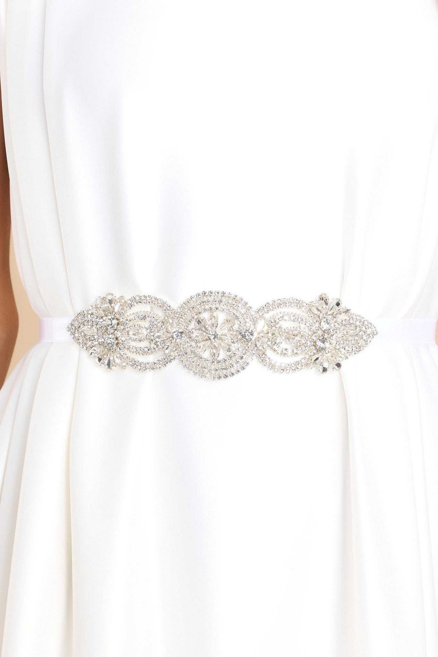 Accessories Red Dress Belts | Glam Moment Crystal Belt Silver