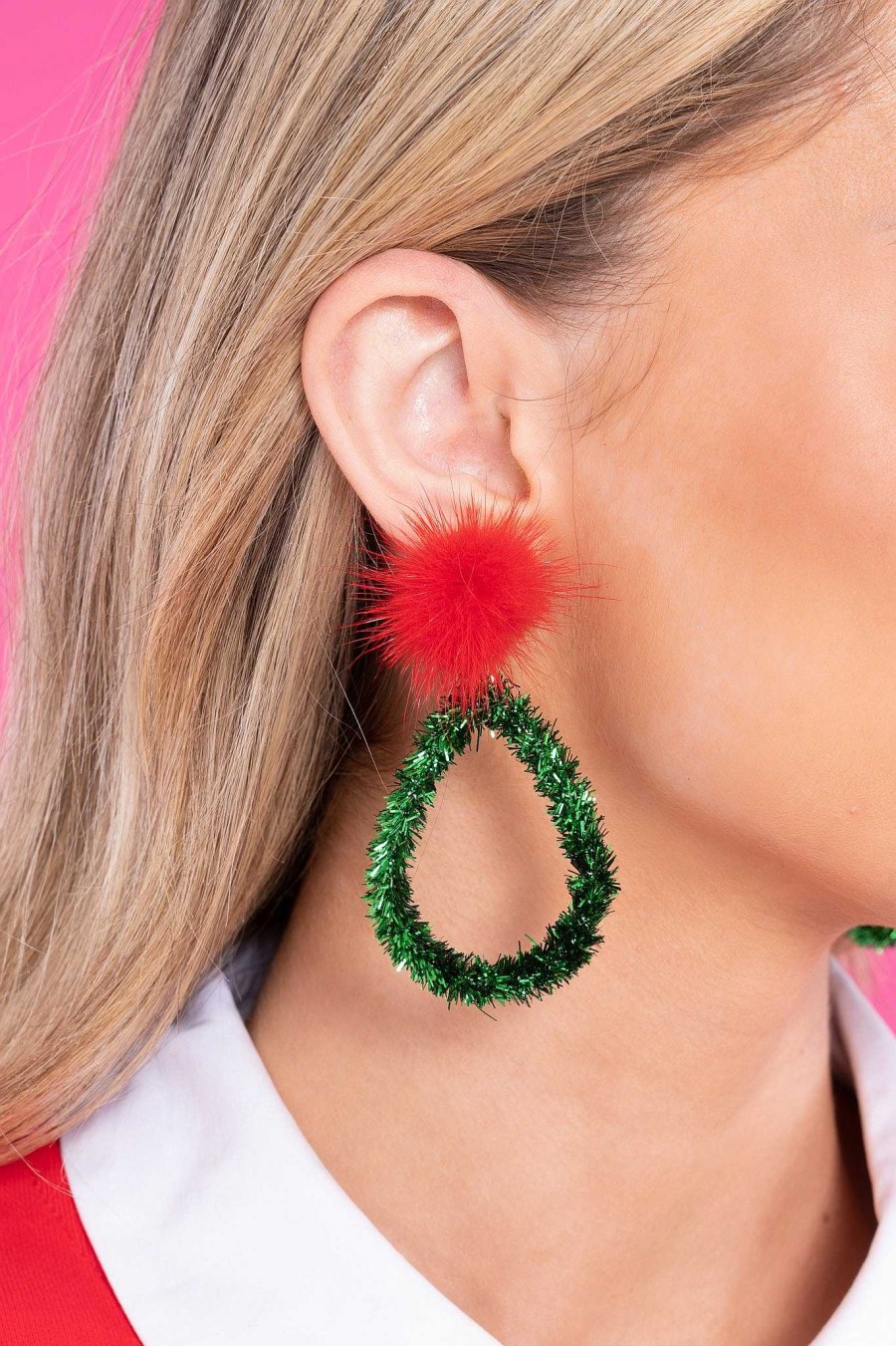 Jewelry Red Dress | Tinsel Time Green Earrings Red