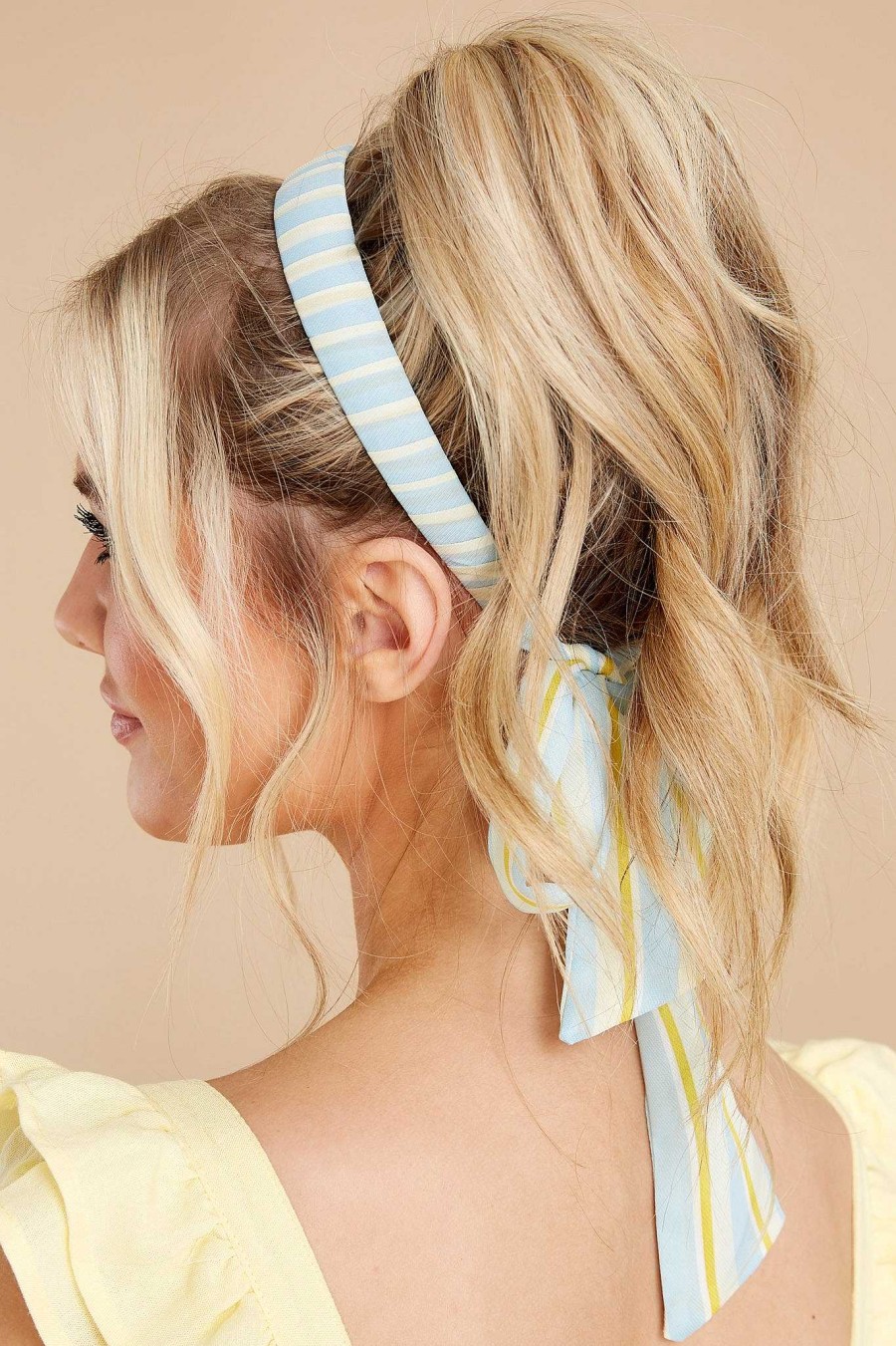Accessories Red Dress Hair Accessories | Bow Down Aqua And Yellow Headband Blue