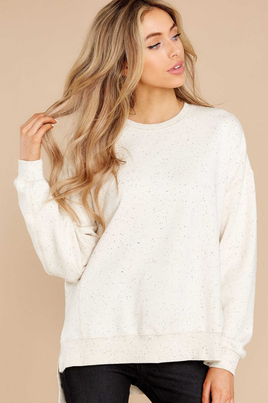 Clothing Z Supply Loungewear Tops | Speckled Fleece Natural Modern Weekender White
