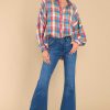 Clothing Aura Casual Tops | Doesn'T Add Up Multi Plaid Top Blue