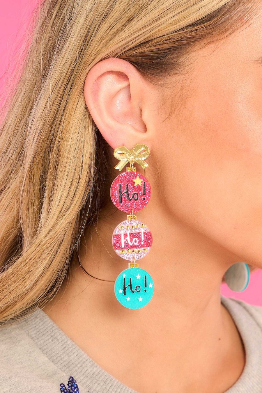 Jewelry Red Dress | Happy Holidays Multi Earrings Pink