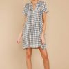 Clothing Aura Mini Dresses | Capture This Moment Gingham Dress Grey