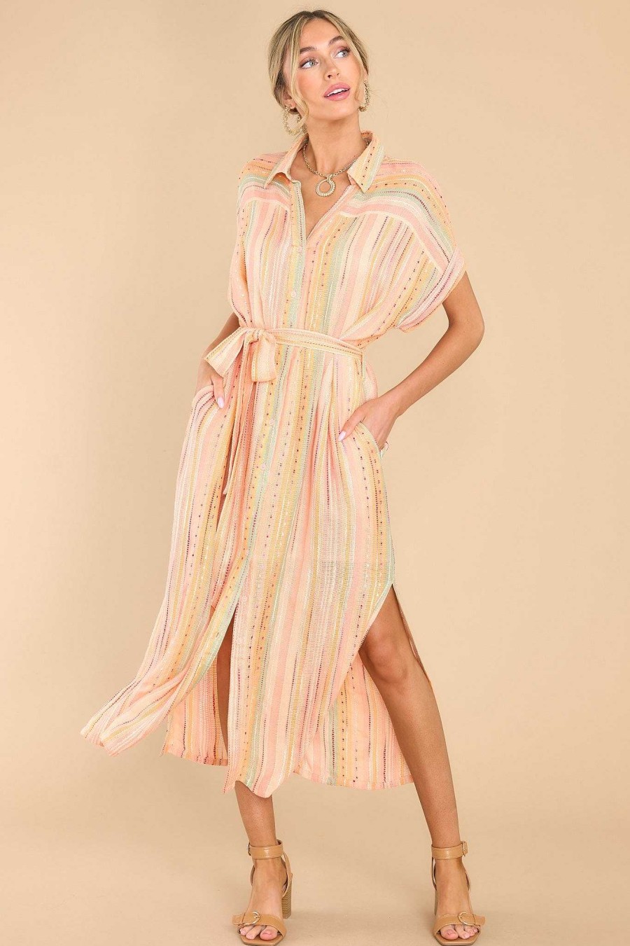 Clothing Red Dress Maxi Dresses | Afternoon Sunshine Print Maxi Dress Apricot