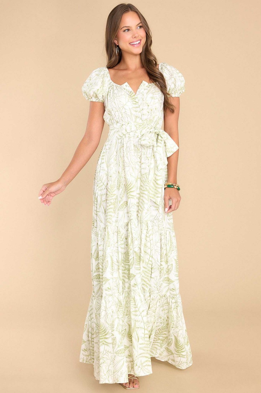 Clothing Aura Maxi Dresses | To New Hellos Print Maxi Dress Green