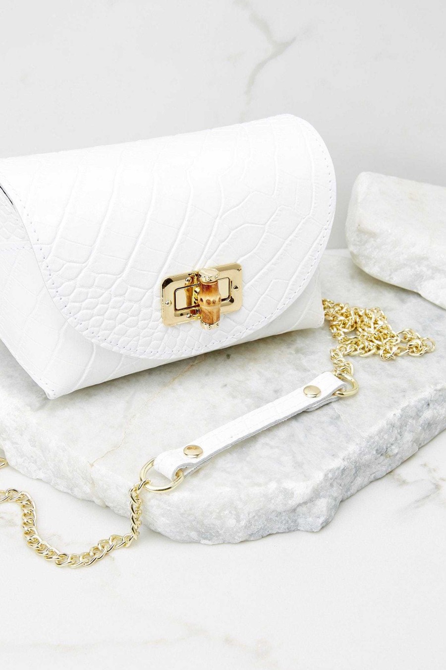 Accessories German Fuentes Crossbody Bags | The Little Details Leather Bag White