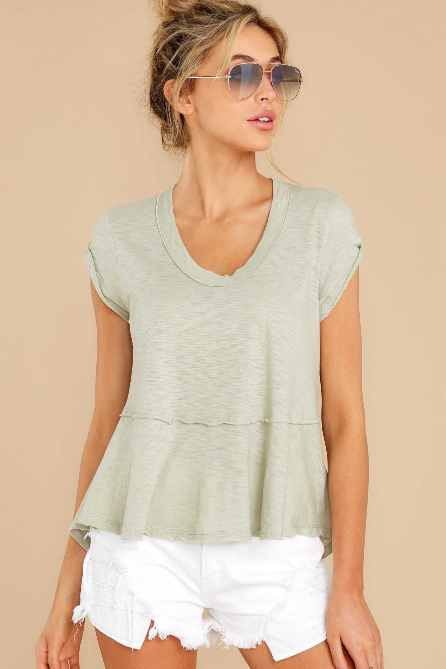 Clothing Red Dress Tunics | A Quick Study Green High Low Tunic Sage