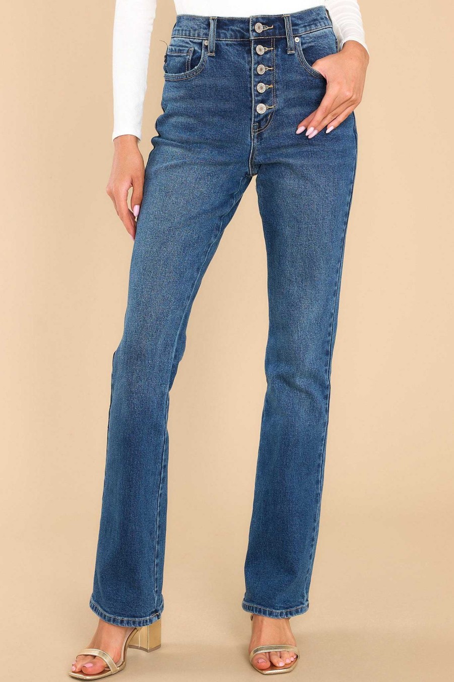 Clothing Red Dress Clean Denim | Charmed Life Straight Leg Jeans Dark Wash