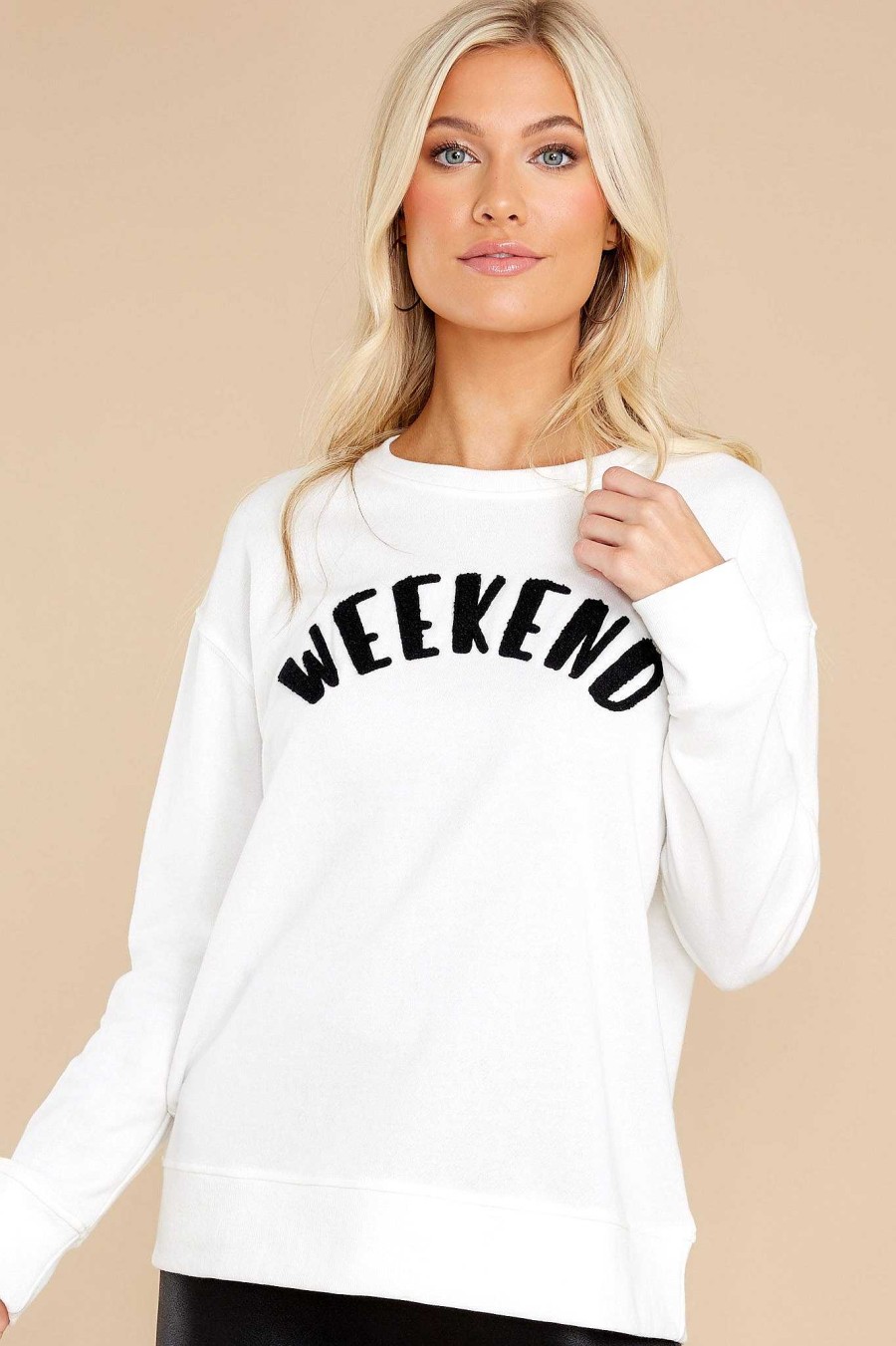 Clothing Red Dress Sweatshirts & Hoodies | Cozy Weekend Sweatshirt Ivory