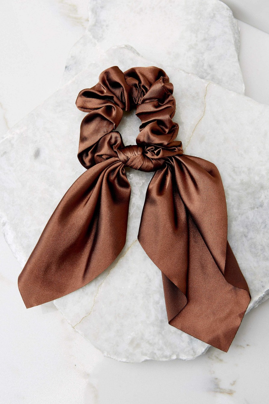 Accessories Red Dress Hair Accessories | Forget Me Knot Scrunchie Brown