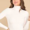 Clothing Spanx Bodysuits | Suit Yourself Parchment Ribbed Turtleneck Bodysuit Ivory