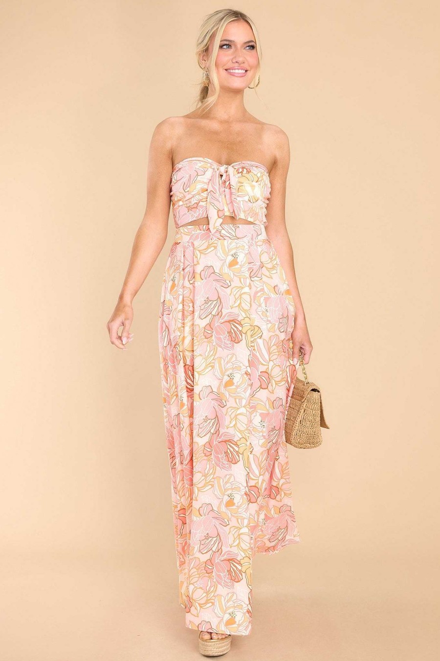 Clothing Red Dress Two Piece Sets | A Breath Of Air Two Piece Set Coral