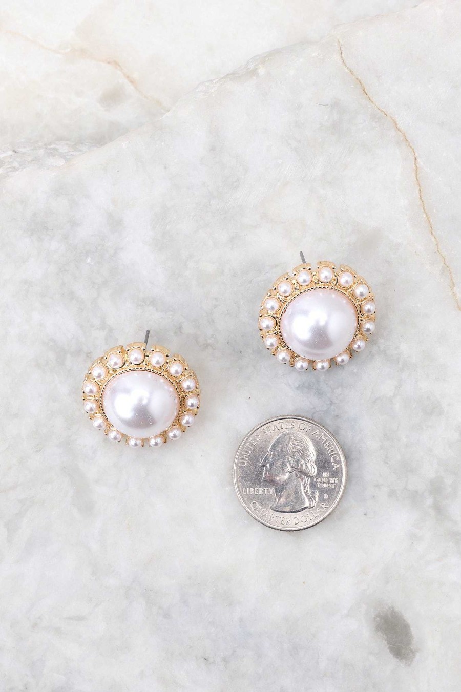 Jewelry Red Dress | Delicate Perfection Pearl Stud Earrings Gold